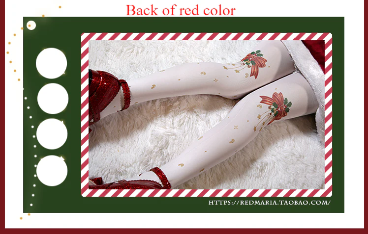 Red Maria - Christmas Bell 120D Velvet Lolita Tights - Image 6