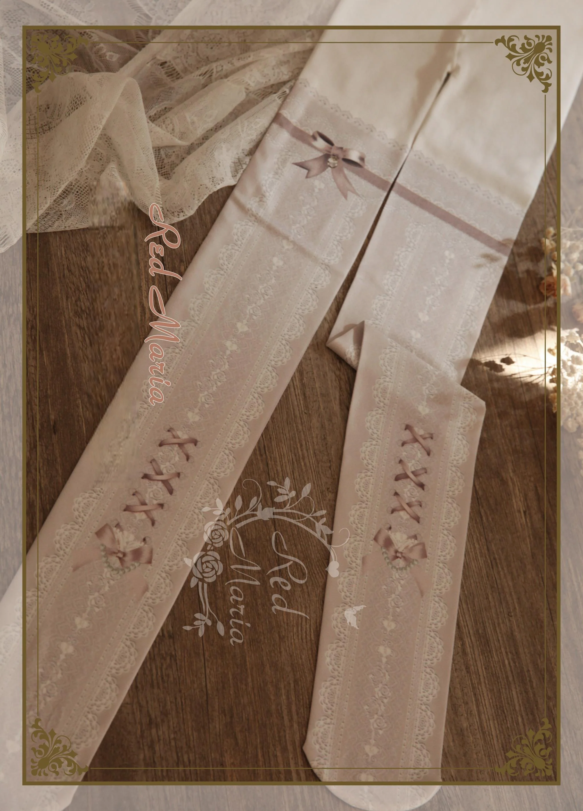 Lace Printed Bow 80D Lolita Tights Multicolors - Image 14
