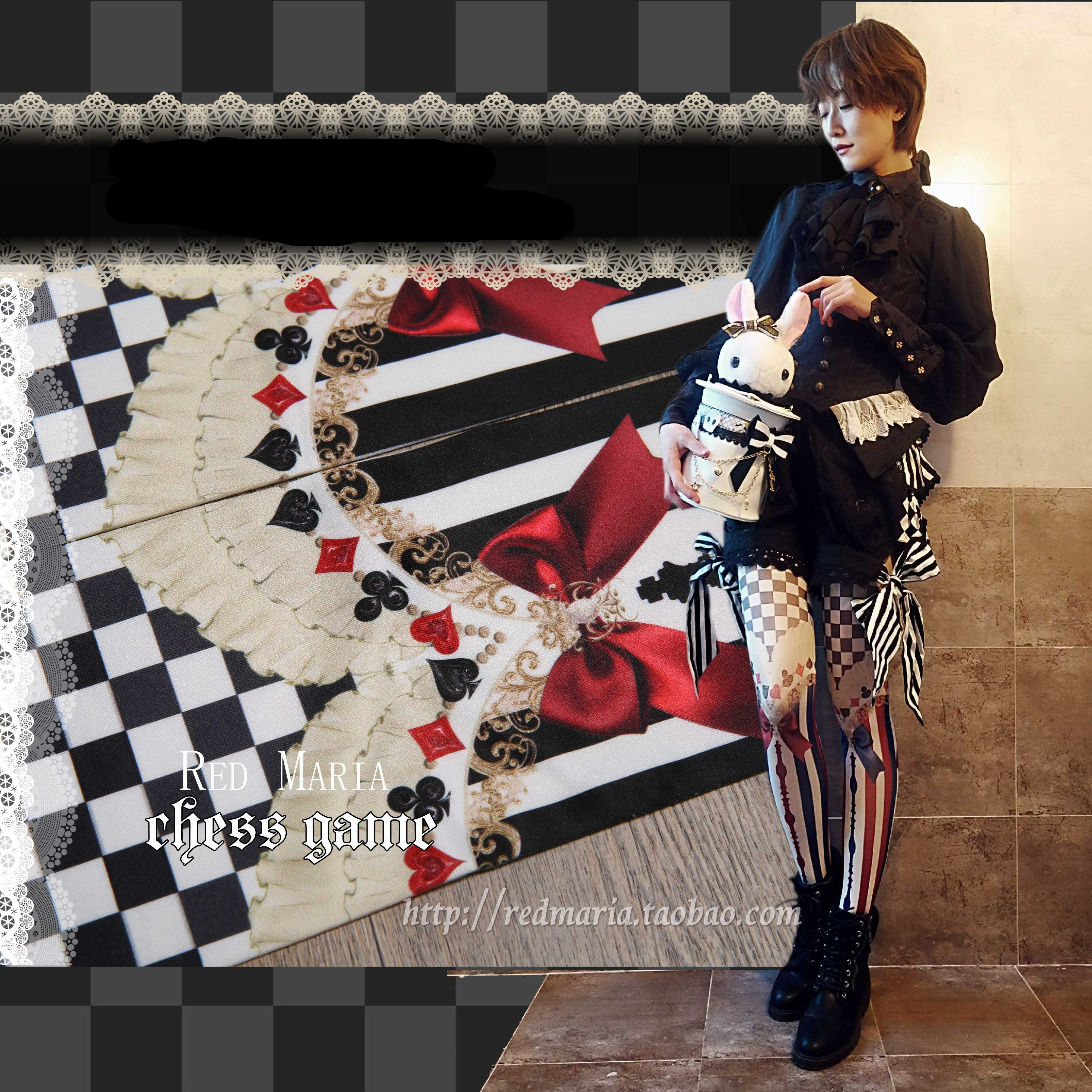 Red Maria - Royalty Game - Chessboard 80D Velvet Lolita Tights - Image 2
