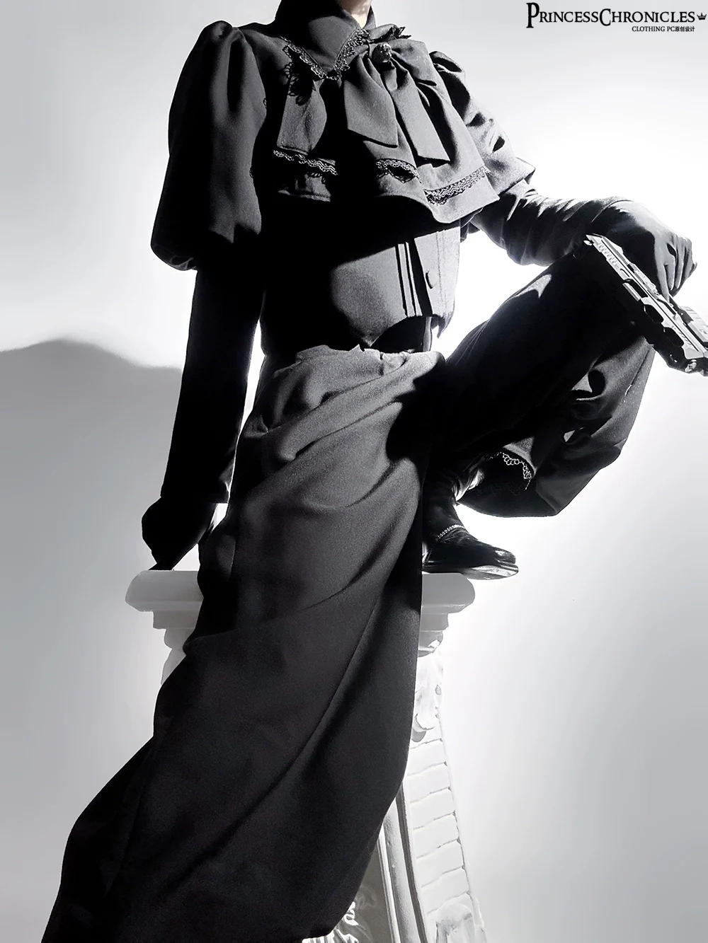 Sorcerer's law - Retro Gothic Lolita Coat Black Ninth Pants - Image 11