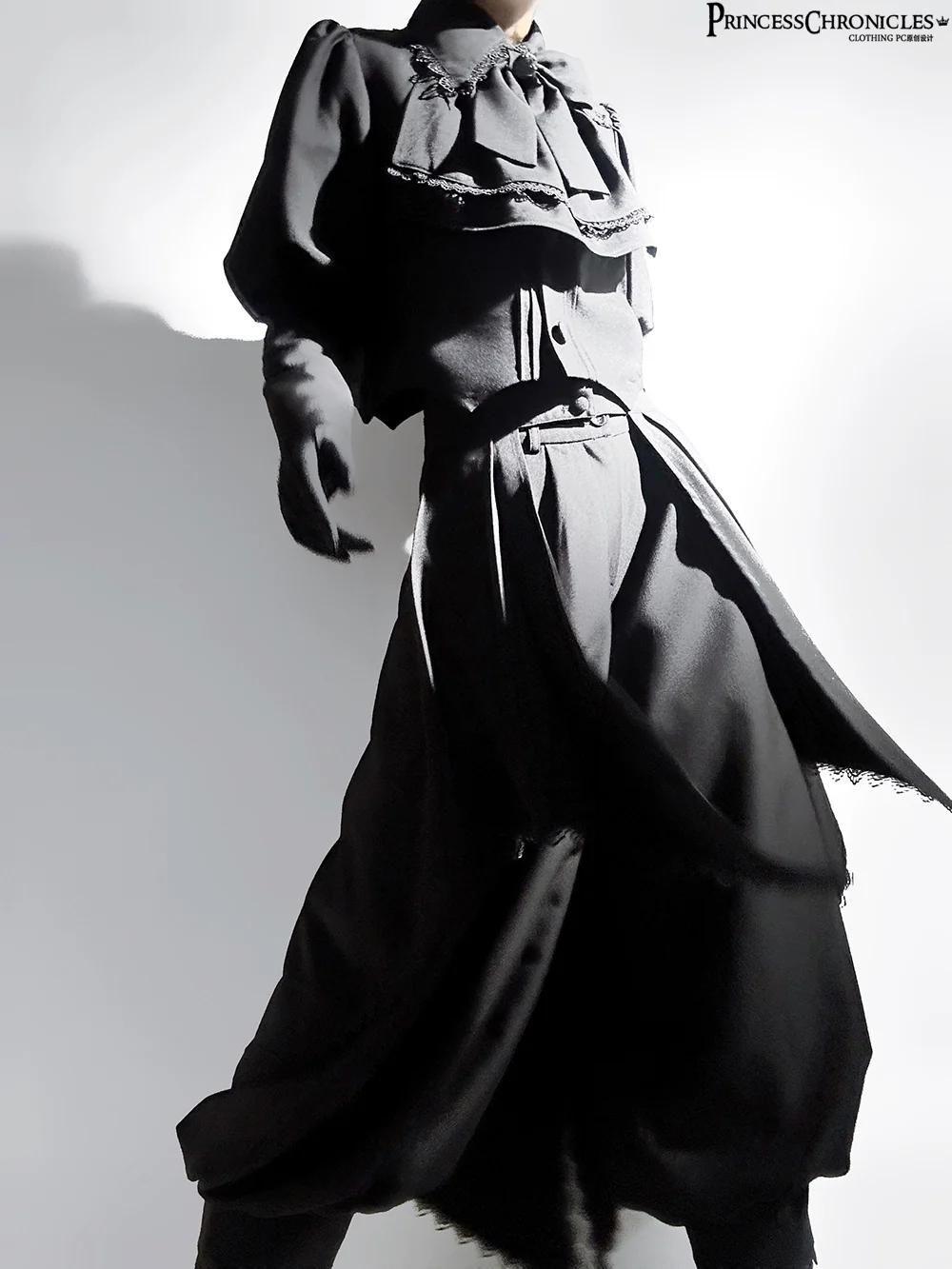 Sorcerer's law - Retro Gothic Lolita Coat Black Ninth Pants - Image 12