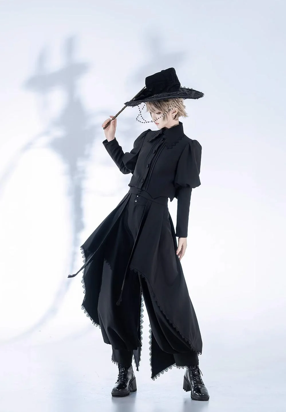 Sorcerer's law - Retro Gothic Lolita Coat Black Ninth Pants - Image 2