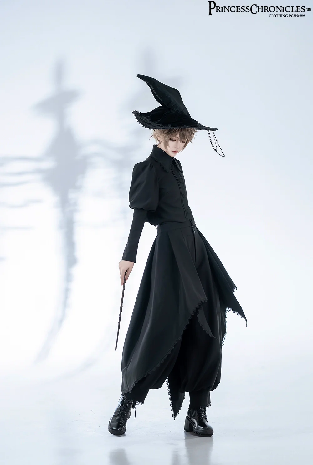 Sorcerer's law - Retro Gothic Lolita Coat Black Ninth Pants - Image 3