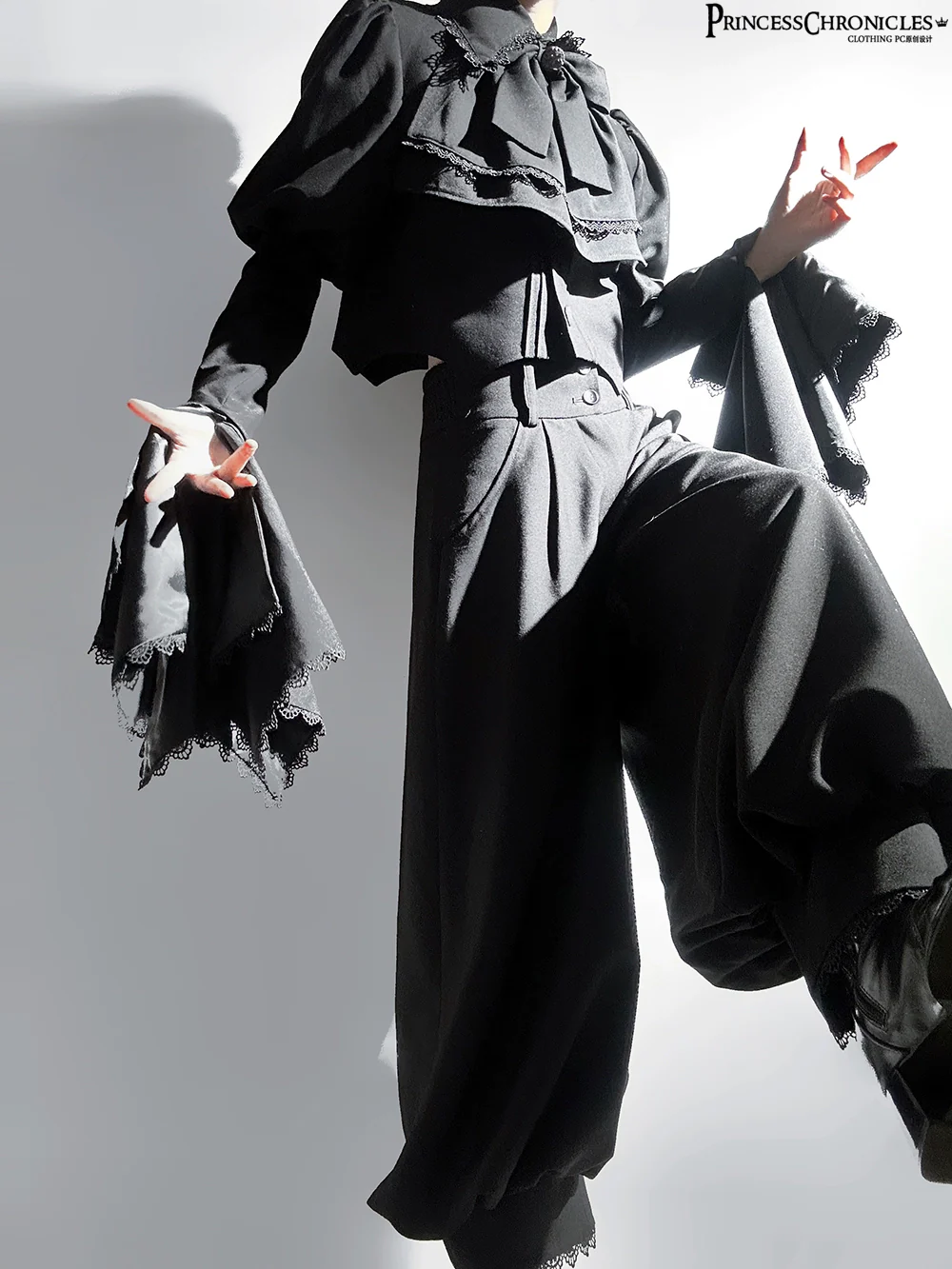 Sorcerer's law - Retro Gothic Lolita Coat Black Ninth Pants - Image 7