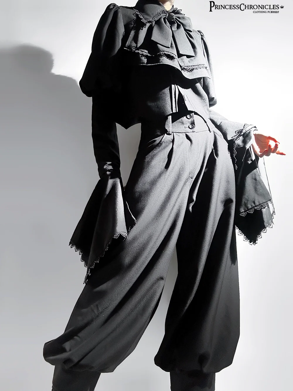 Sorcerer's law - Retro Gothic Lolita Coat Black Ninth Pants - Image 9