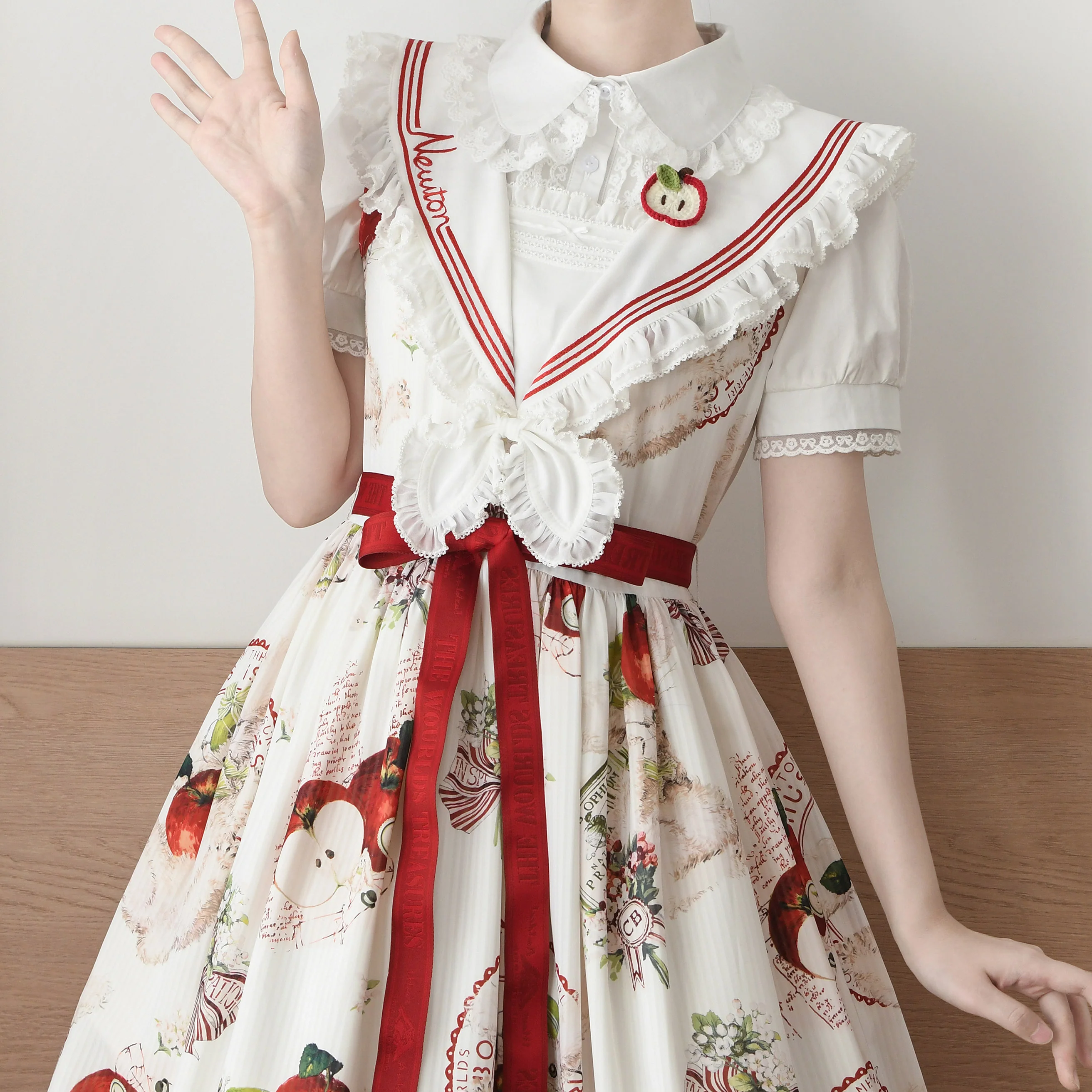 Lily - Cotton Retro Lolita Blouse with Lace Ruffles and Short Sleeve - Image 10