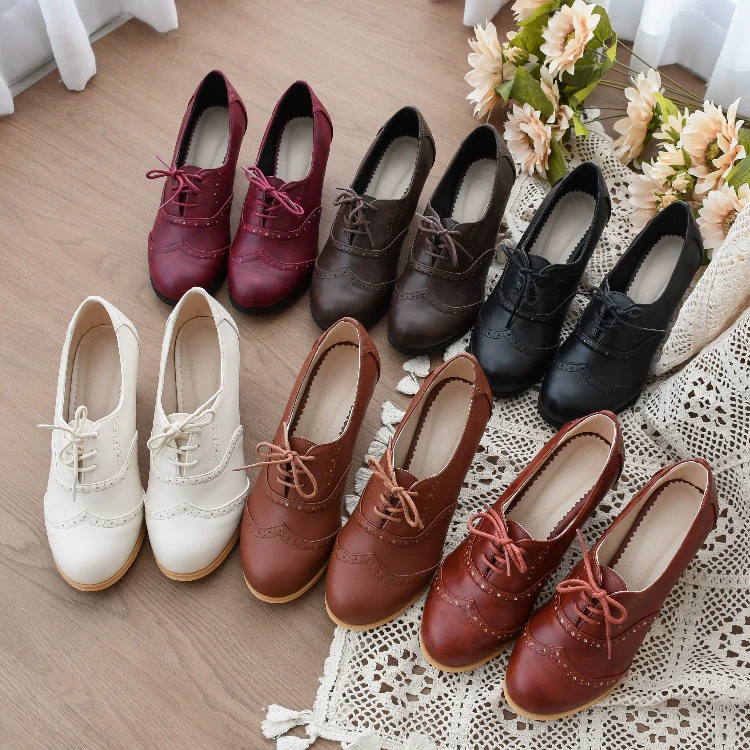 Retro Lolita Heel Shoes Handmade Perforated Strap Leather Shoes - Image 10