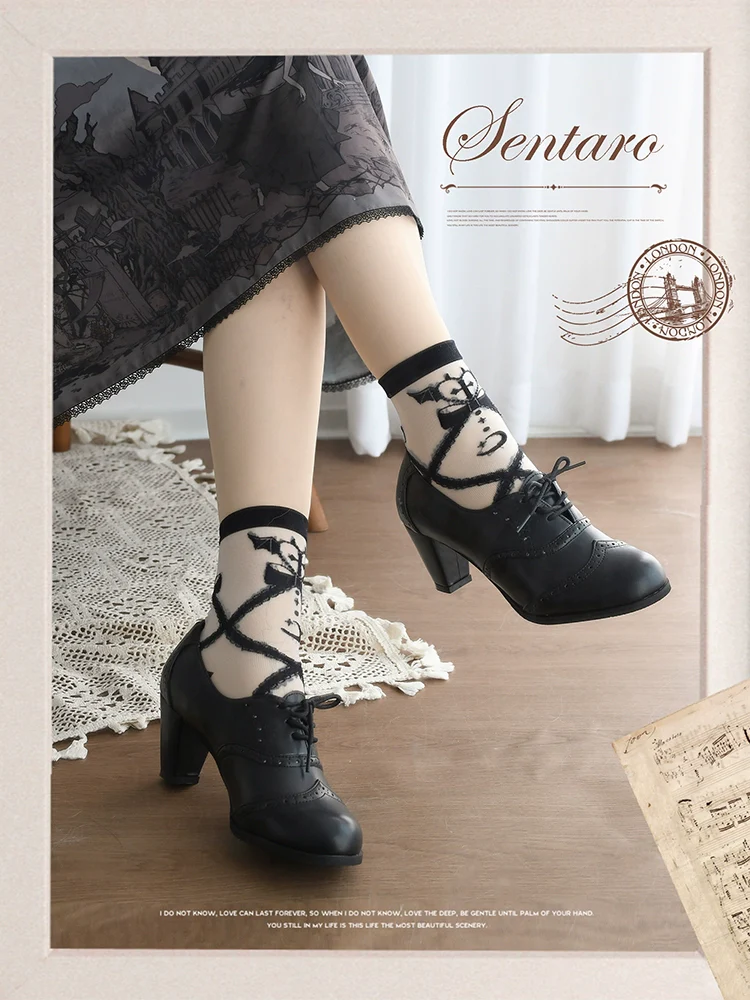 Retro Lolita Heel Shoes Handmade Perforated Strap Leather Shoes - Image 6