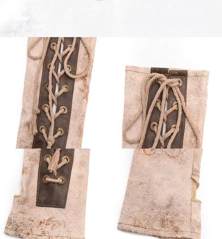 Retro Lolita PU Cuffs Cross Straps Sleeves - Image 12