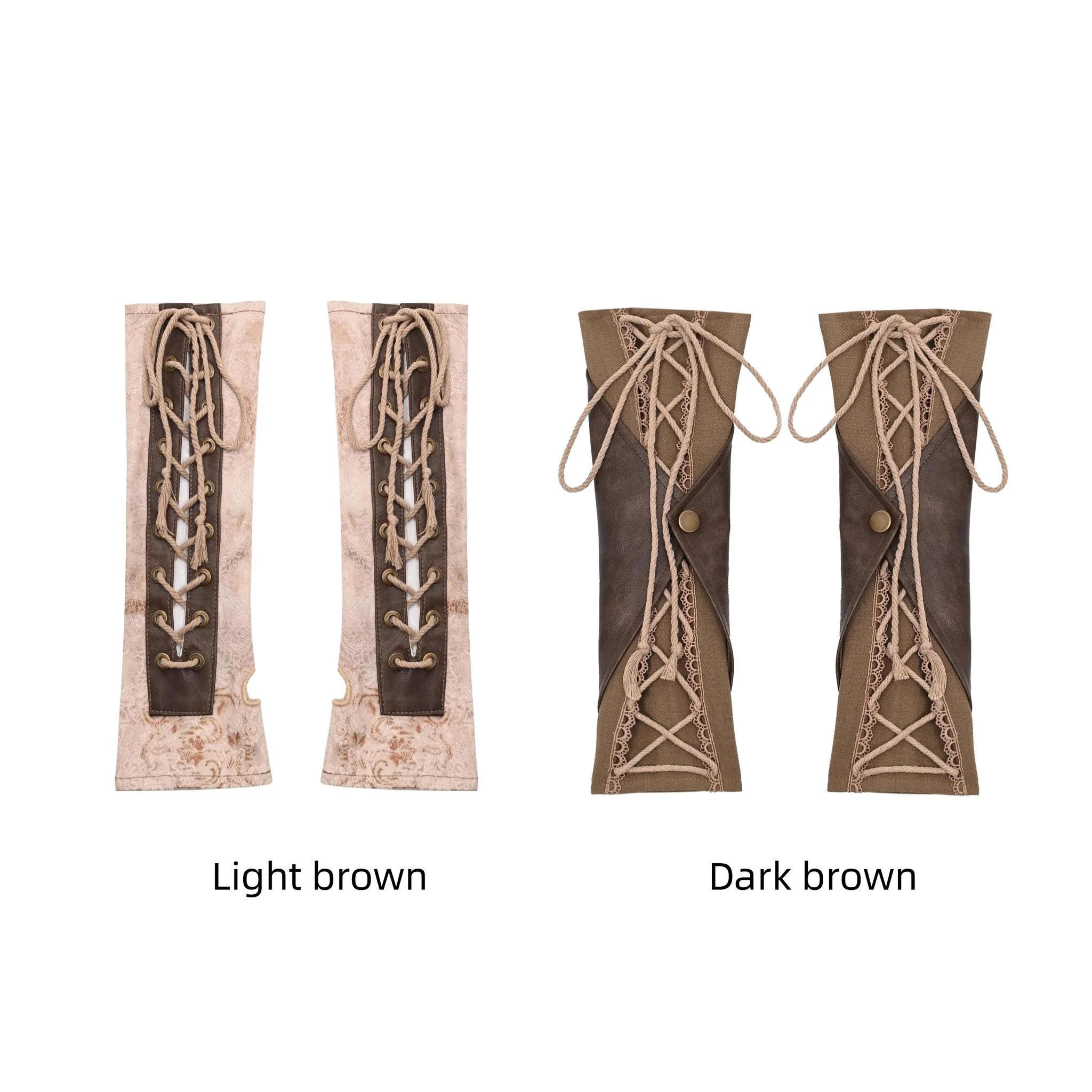 Retro Lolita PU Cuffs Cross Straps Sleeves - Image 9