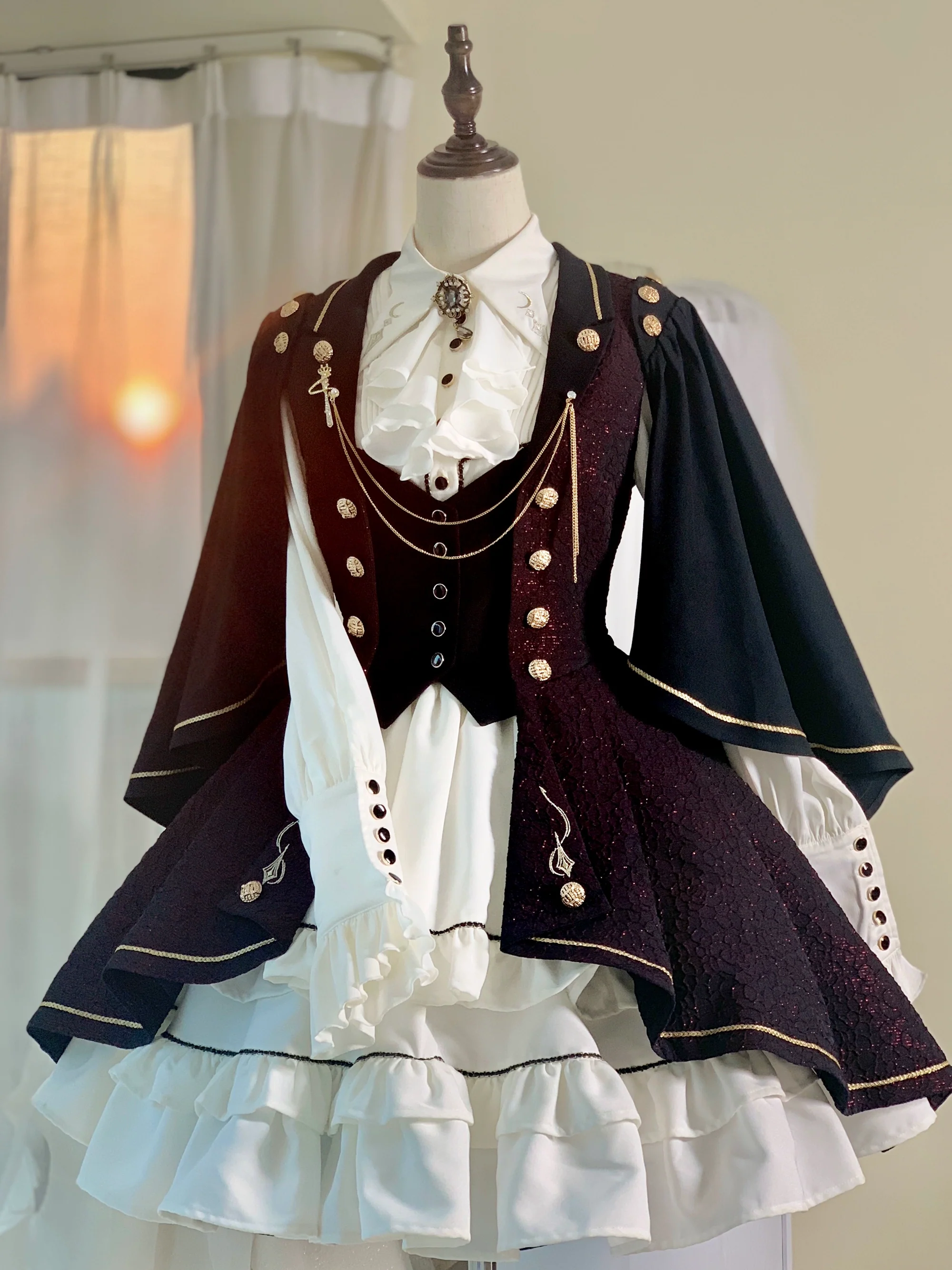 SilentMars - Law of the Fallen Moon - Retro Lolita Vest Coat Suit Knight Style Skirt - Image 2