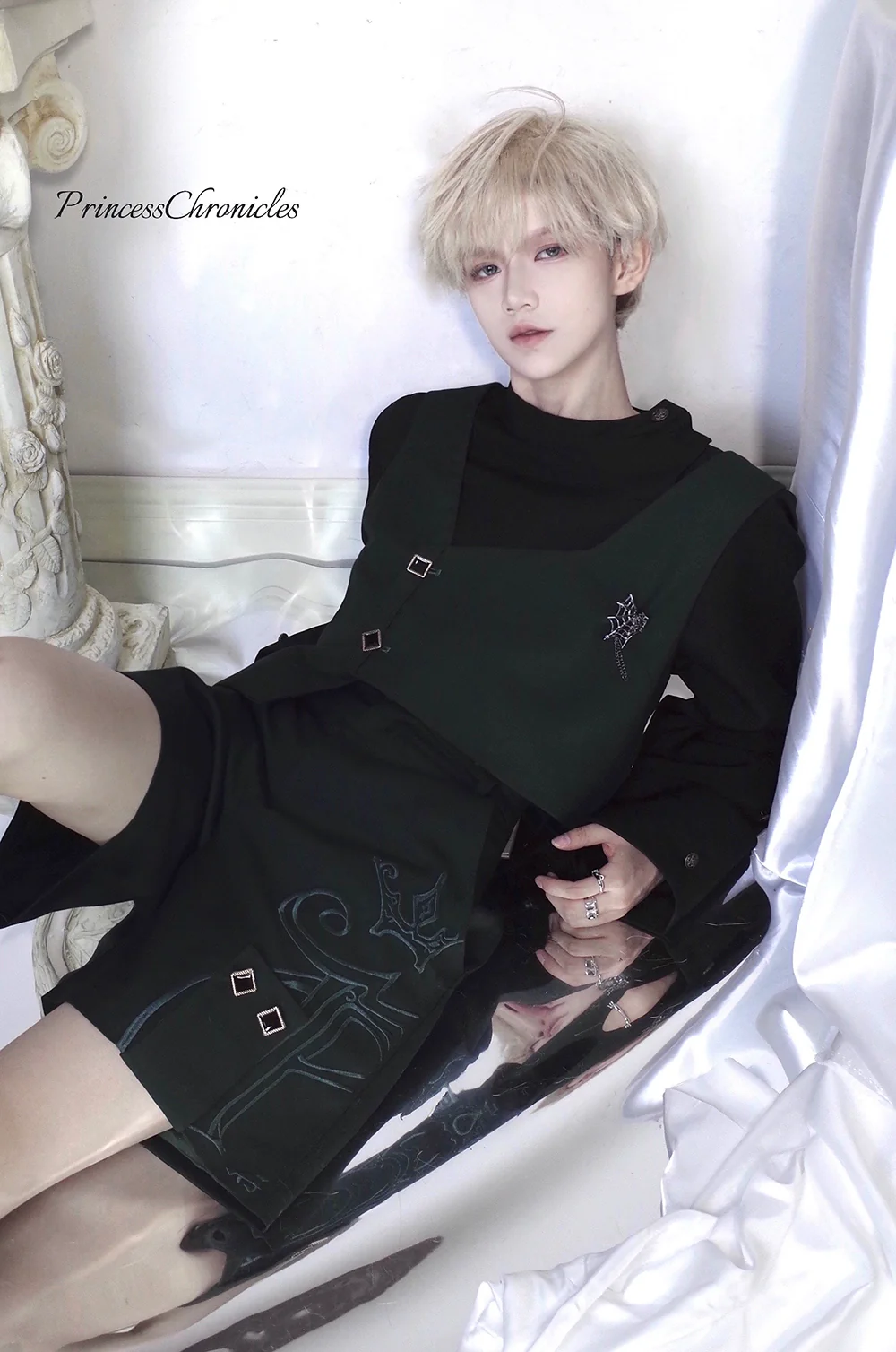 Ruwoxichen - Retro Ouji Lolita Prince Style Black Blouse - Image 6