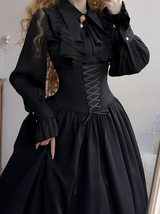 Astris - Reversible Classic Lolita High Waist Fishbone Skirt - Image 15