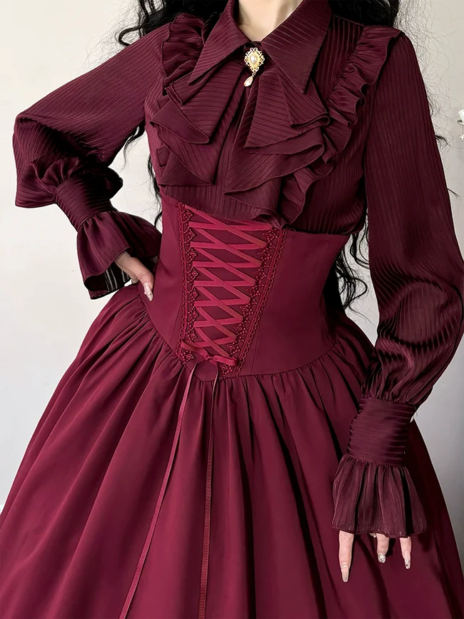 Astris - Reversible Classic Lolita High Waist Fishbone Skirt - Image 18