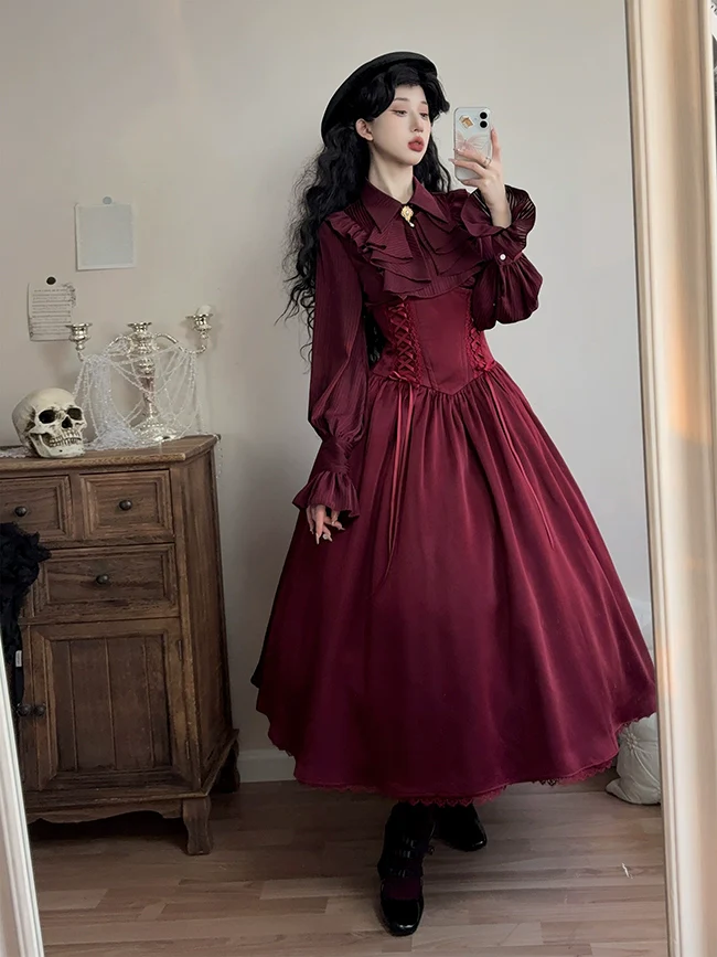 Astris - Reversible Classic Lolita High Waist Fishbone Skirt - Image 2
