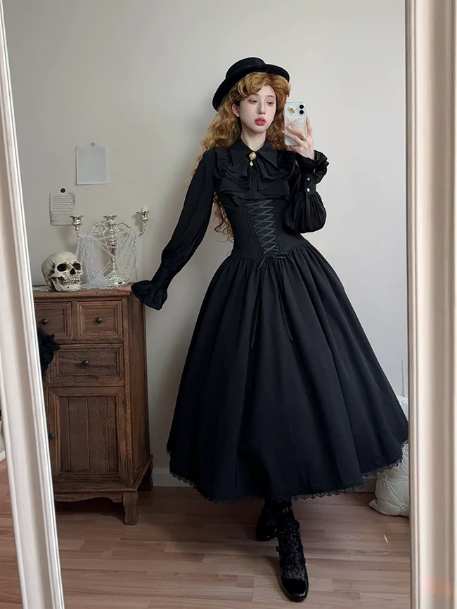 Astris - Reversible Classic Lolita High Waist Fishbone Skirt - Image 4