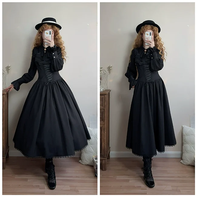 Astris - Reversible Classic Lolita High Waist Fishbone Skirt - Image 5