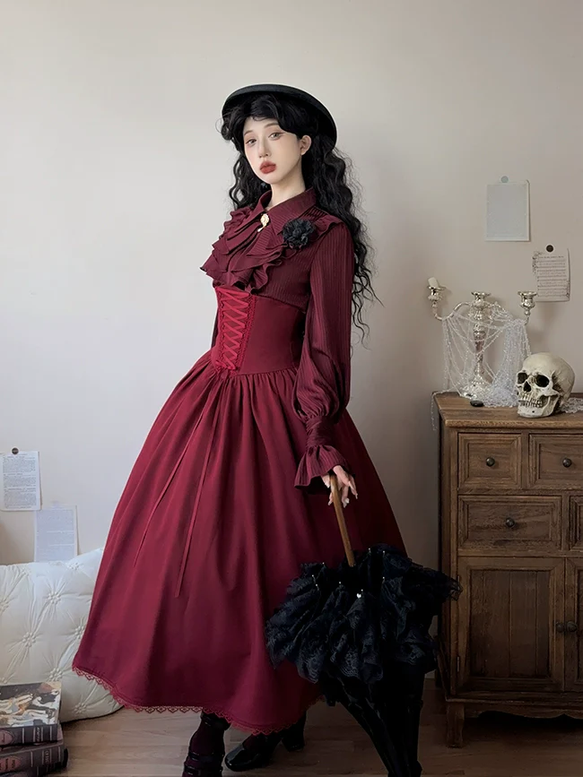 Astris - Reversible Classic Lolita High Waist Fishbone Skirt - Image 7