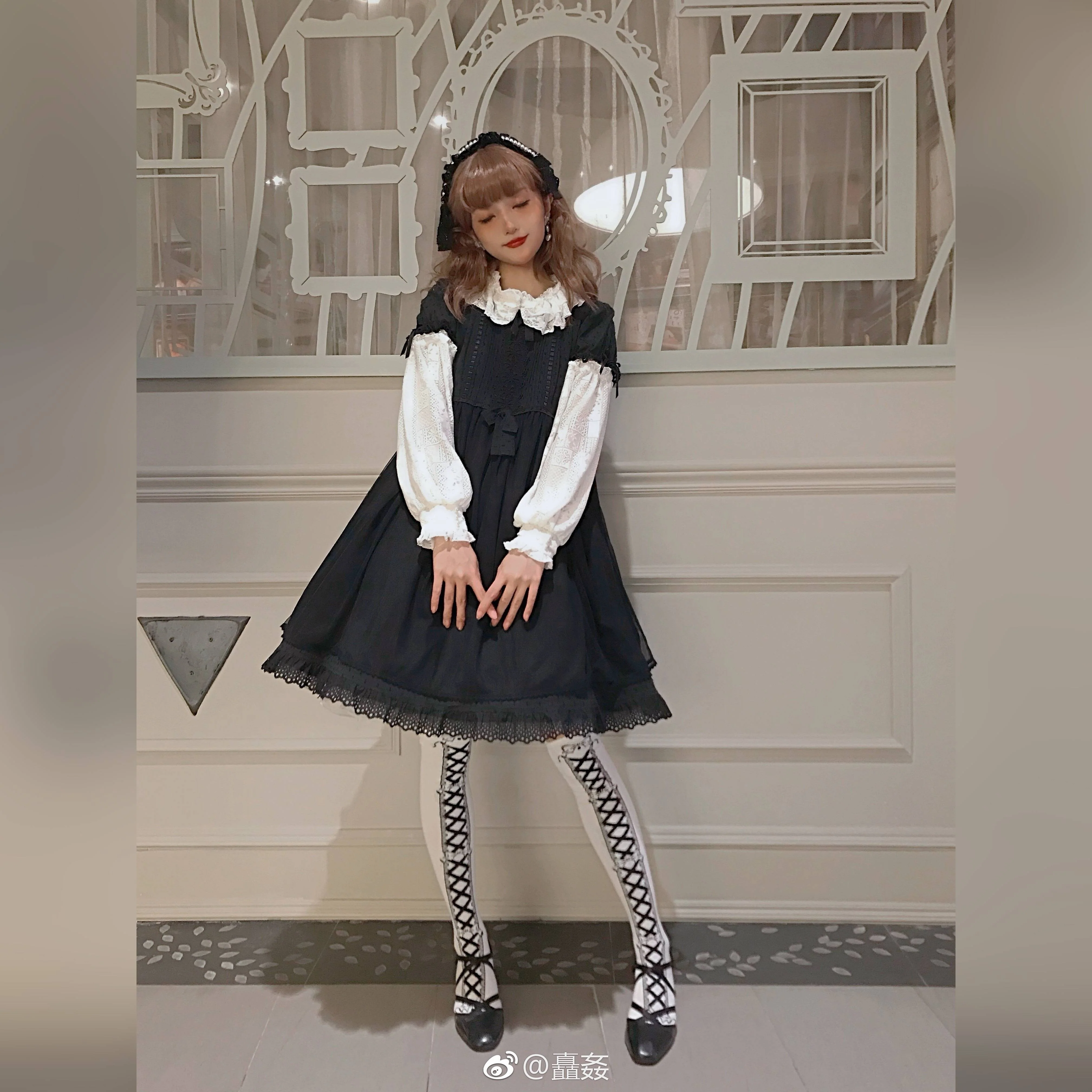 Red Maria - Ribbon Doll Cotton Lolita Tights - Image 3