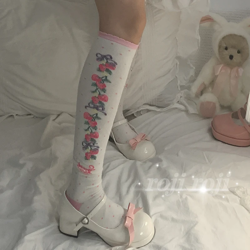 Autumn Sweet Lolita Cotton Thigh-high Socks - Image 4