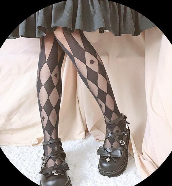 Summer Diamond Pattern Lolita Pantyhose - Image 12