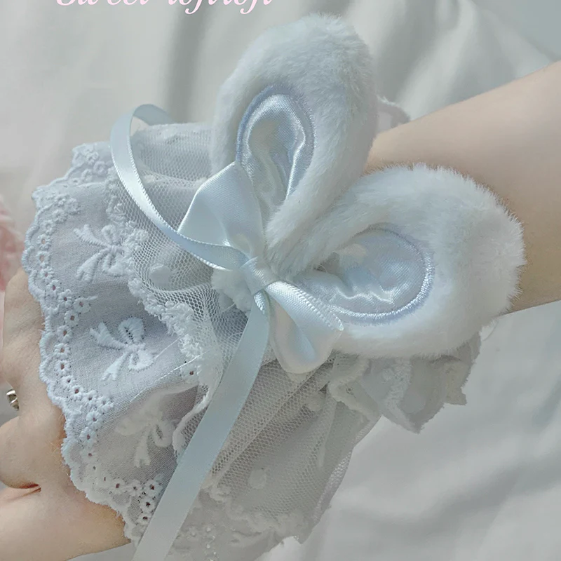 Roji roji - Cute Lolita Bunny Ears Cuffs Lace Summer Butterfly Hand Sleeves - Image 13