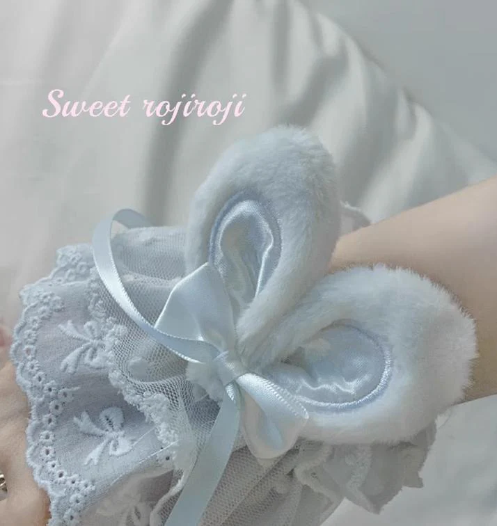 Roji roji - Cute Lolita Bunny Ears Cuffs Lace Summer Butterfly Hand Sleeves - Image 14