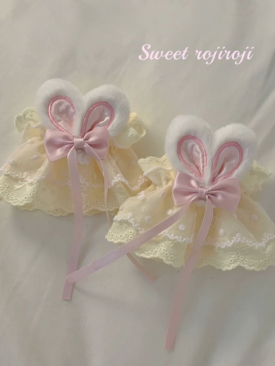 Roji roji - Cute Lolita Bunny Ears Cuffs Lace Summer Butterfly Hand Sleeves - Image 5