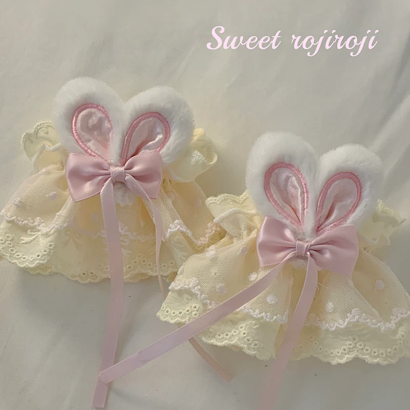 Roji roji - Cute Lolita Bunny Ears Cuffs Lace Summer Butterfly Hand Sleeves - Image 6
