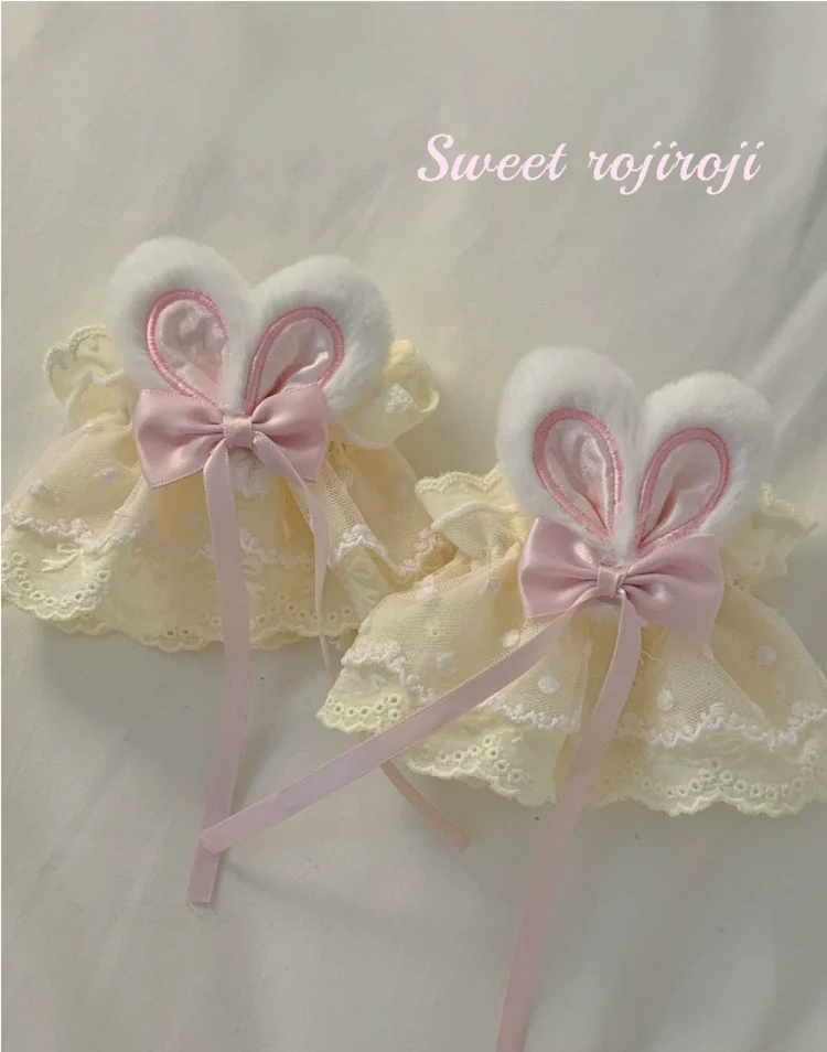 Roji roji - Cute Lolita Bunny Ears Cuffs Lace Summer Butterfly Hand Sleeves - Image 7