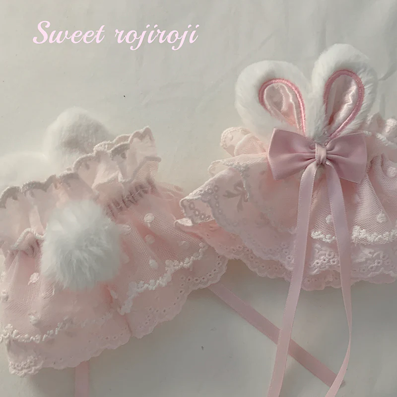 Roji roji - Cute Lolita Bunny Ears Cuffs Lace Summer Butterfly Hand Sleeves - Image 9