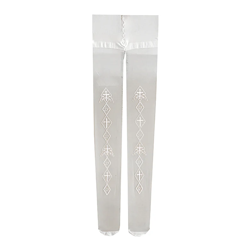 Roji Roji - Sweet Lolita White Print Tights - Image 4