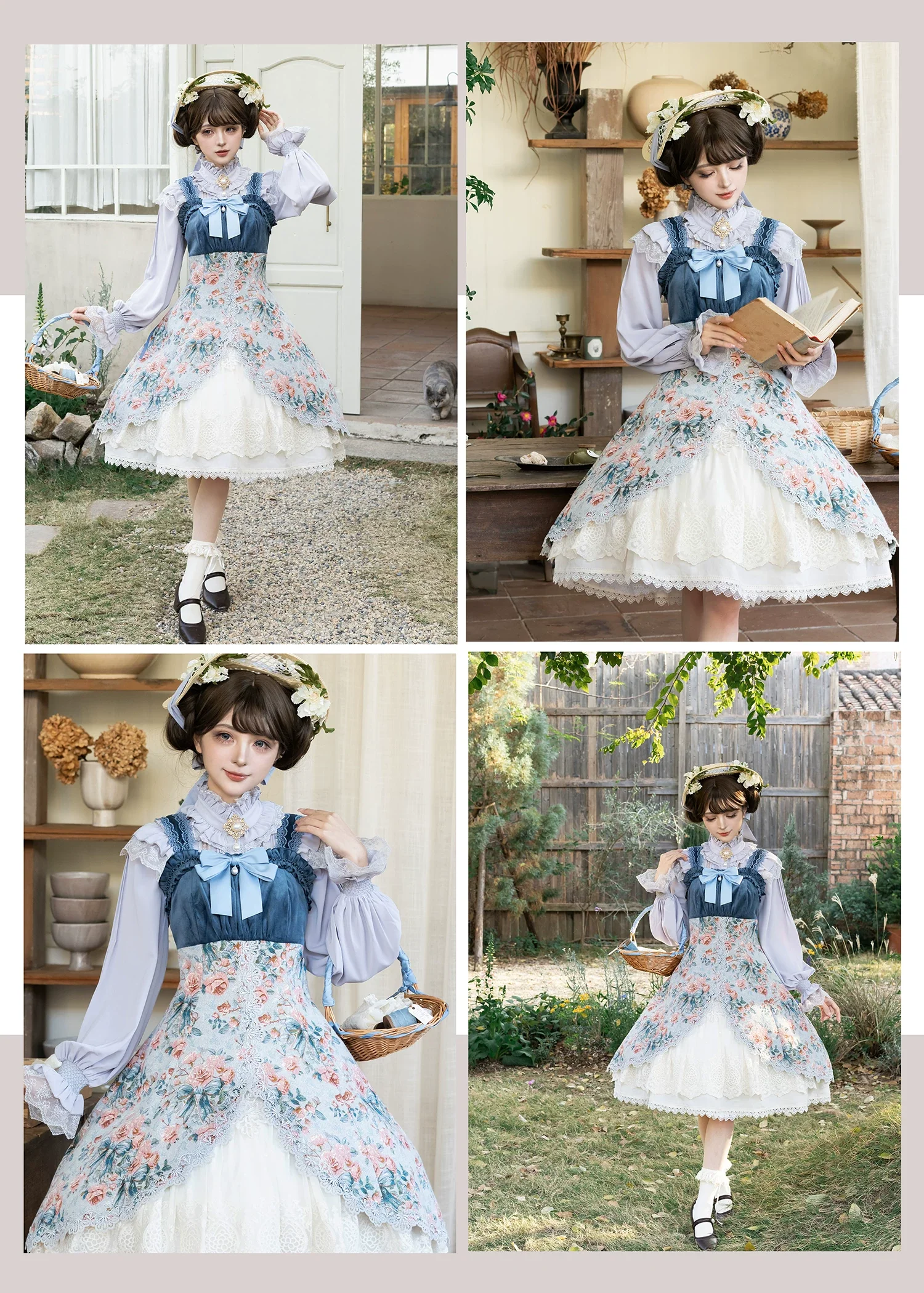 Devonshire Garden - Rose Jacquard JSK Dress, Mermaid Hem - Image 10