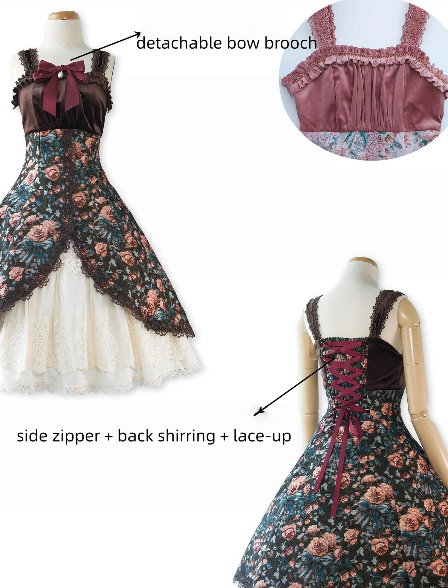 Devonshire Garden - Rose Jacquard JSK Dress, Mermaid Hem - Image 12