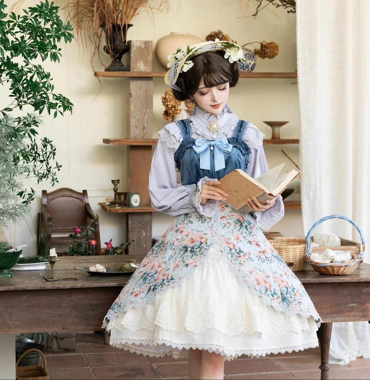 Devonshire Garden - Rose Jacquard JSK Dress, Mermaid Hem - Image 3