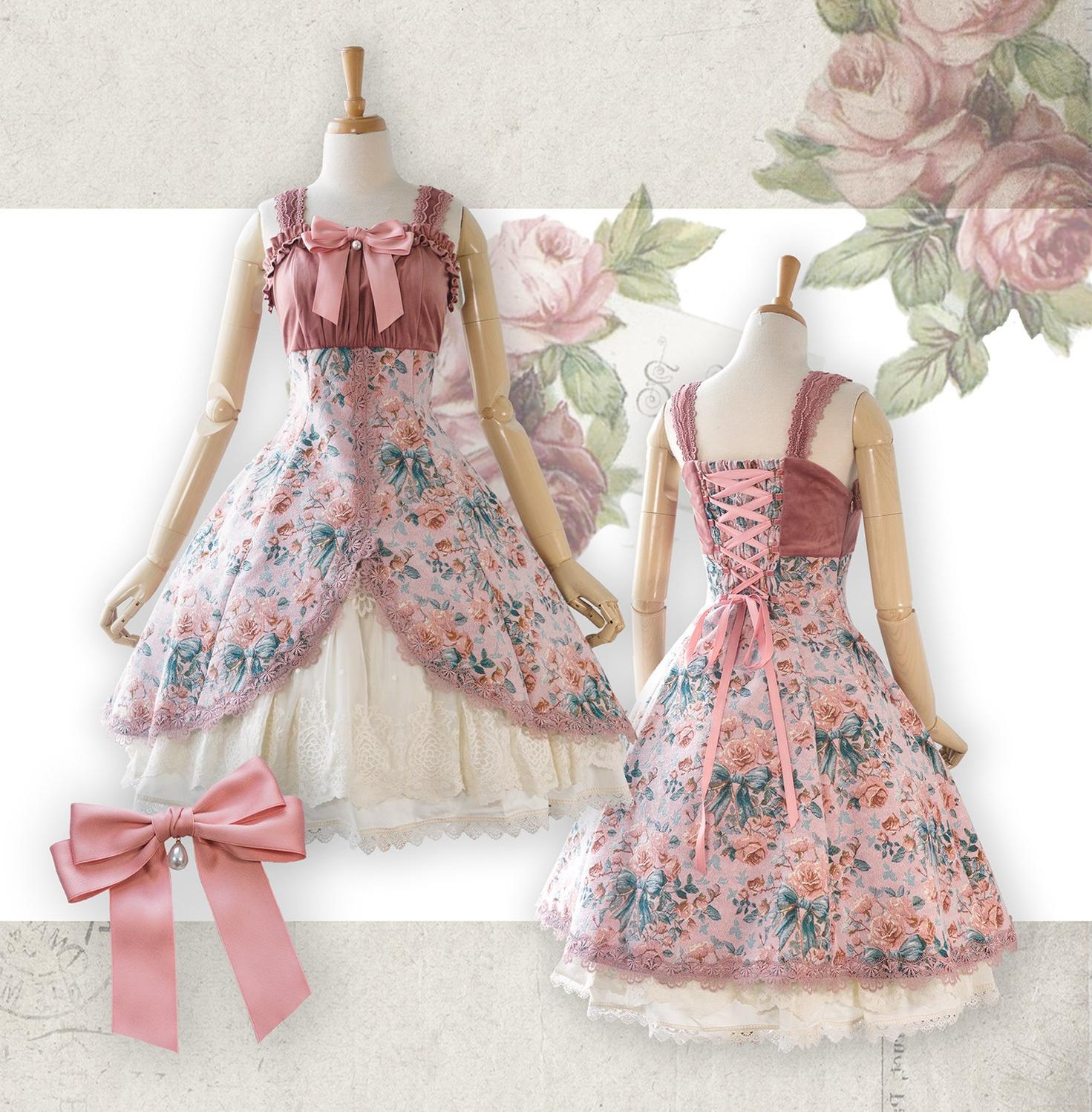 Devonshire Garden - Rose Jacquard JSK Dress, Mermaid Hem - Image 4