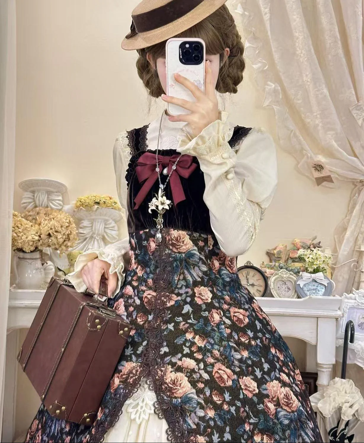 Devonshire Garden - Rose Jacquard JSK Dress, Mermaid Hem - Image 6