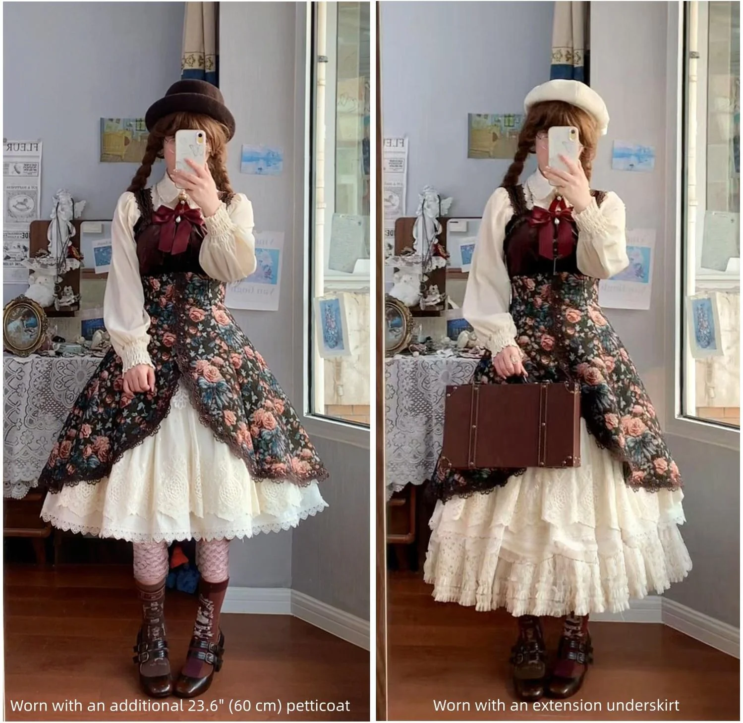 Devonshire Garden - Rose Jacquard JSK Dress, Mermaid Hem - Image 8