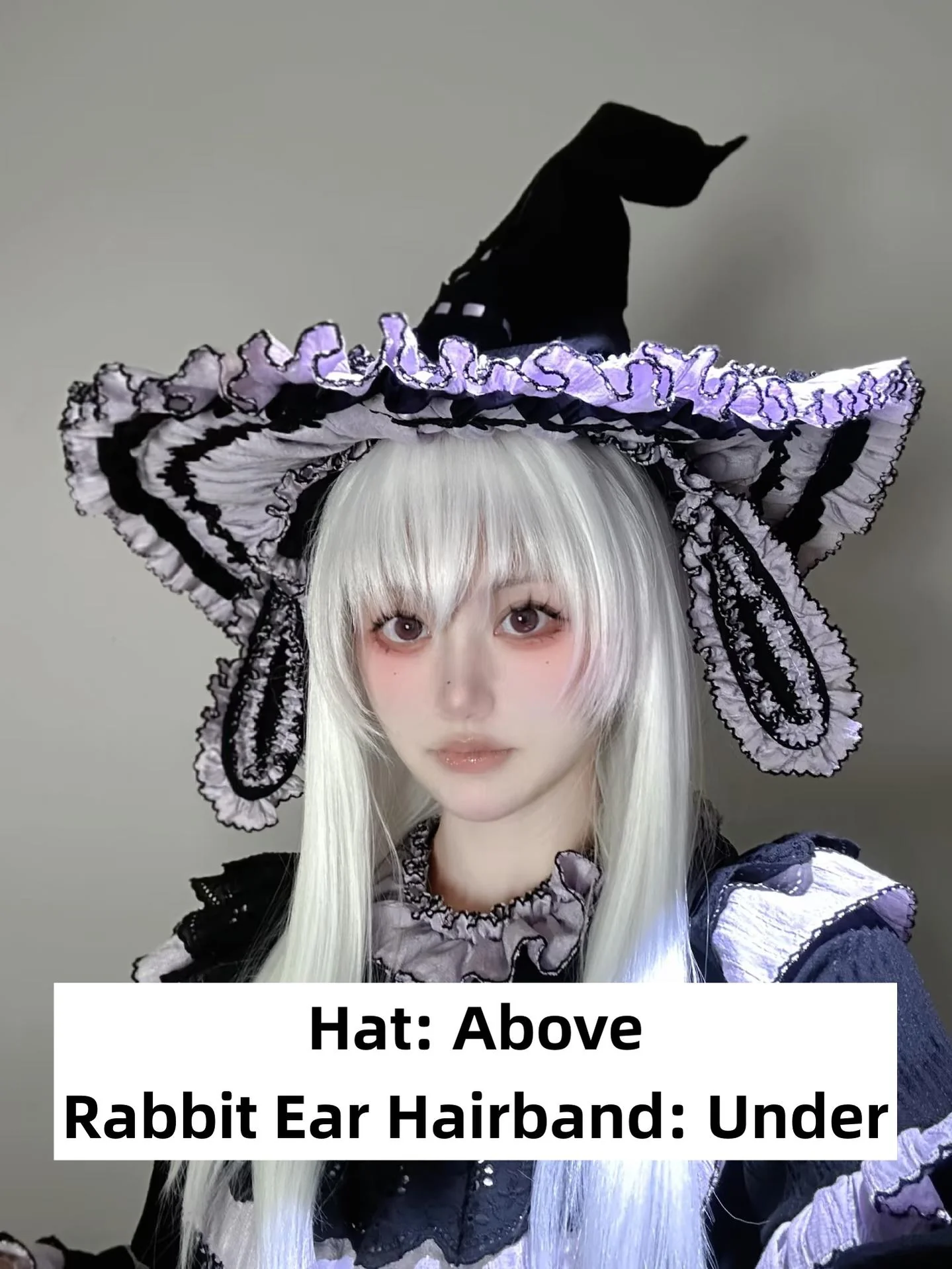 Sanshanjiu - Witch Lilith - Ruffled Collar Gothic Lolita OP, Witch Hat - Image 6
