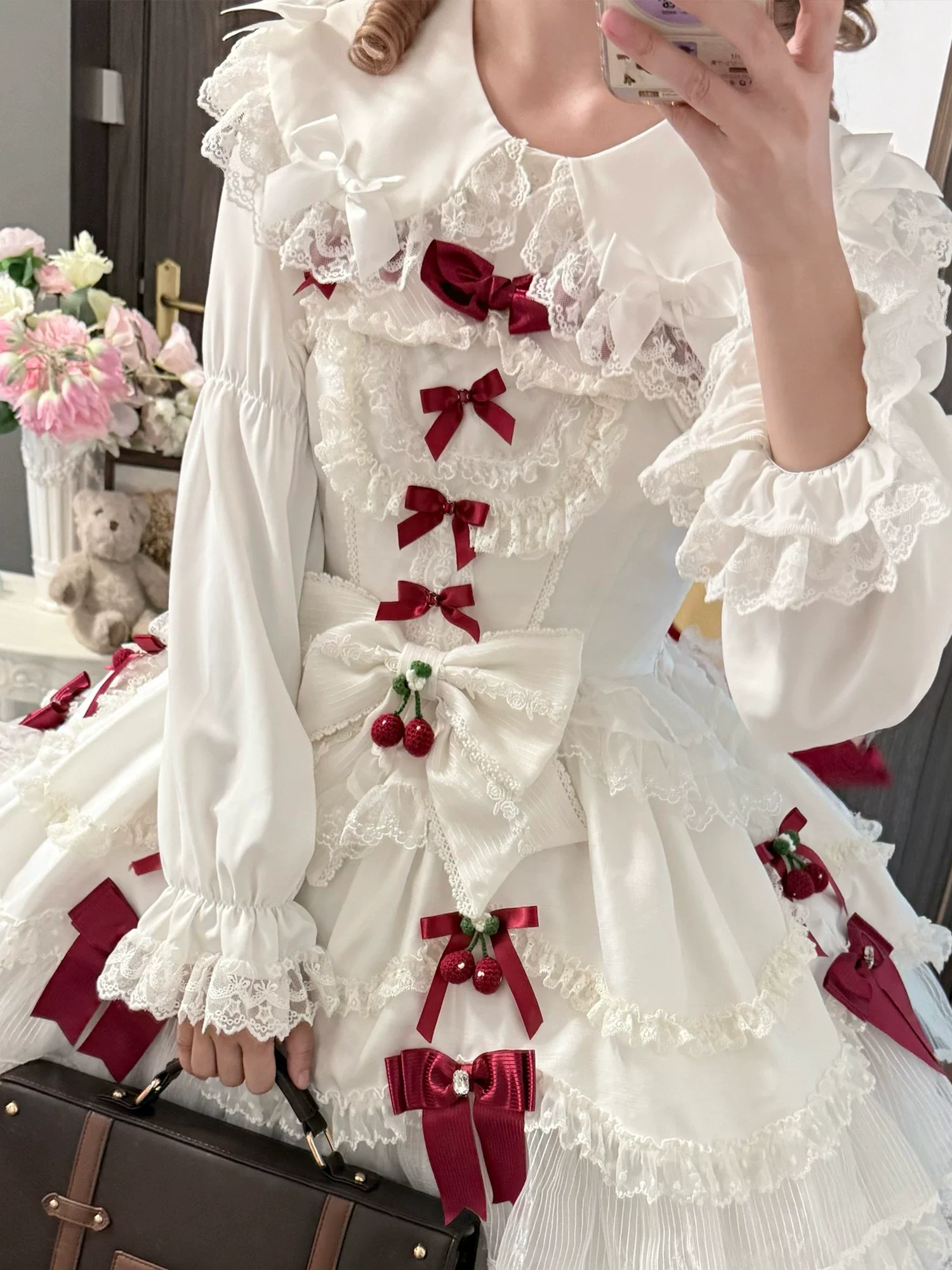 Creamy Candy - Ruffled Hem Sweet Lolita Blouse, Peter Pan Collar - Image 3