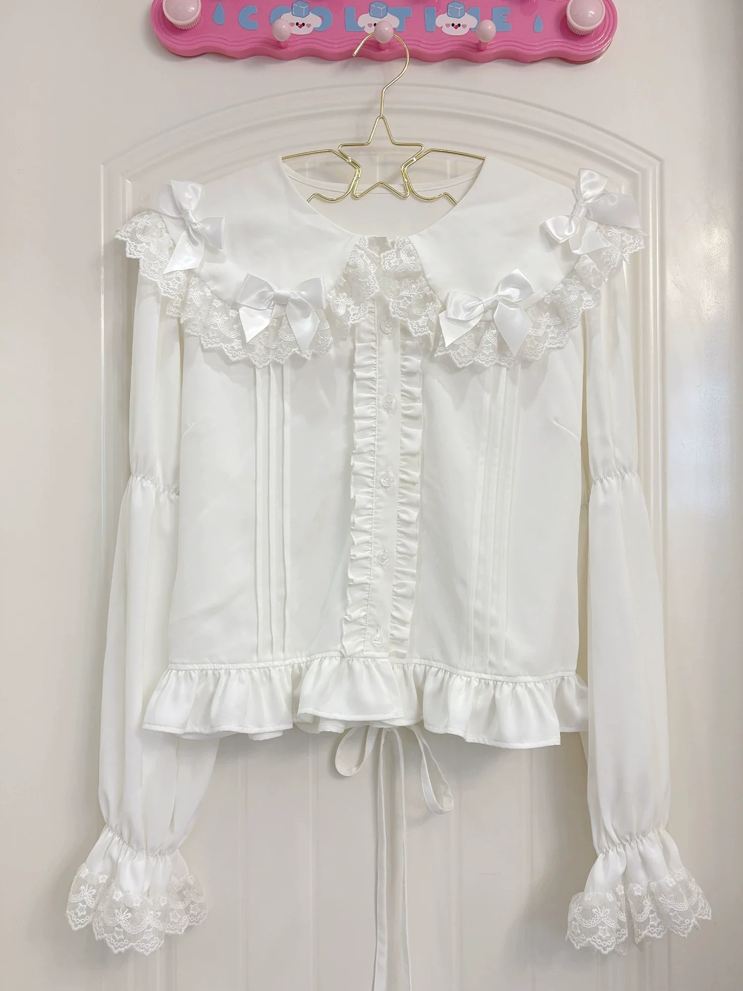 Creamy Candy - Ruffled Hem Sweet Lolita Blouse, Peter Pan Collar - Image 8