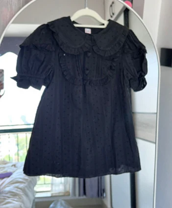 Plus Size Lolita Shirt Solid Color Short Sleeve Blouse - Image 10