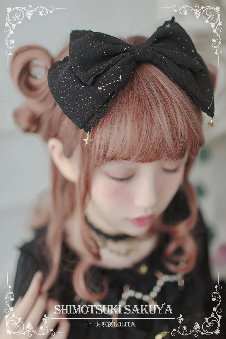 Whisper of Stars - Vintage Lolita Headdress Large Bow KC - Image 3