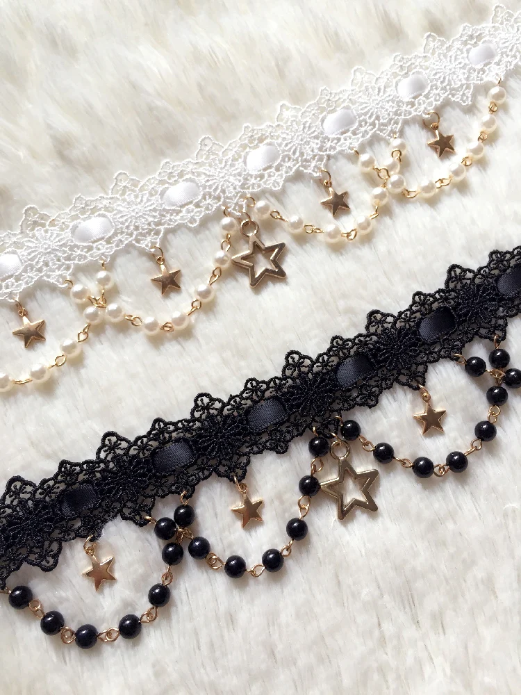 Whisper of Stars - Vintage Lolita Black OP Dress, Constellation-Themed - Image 10