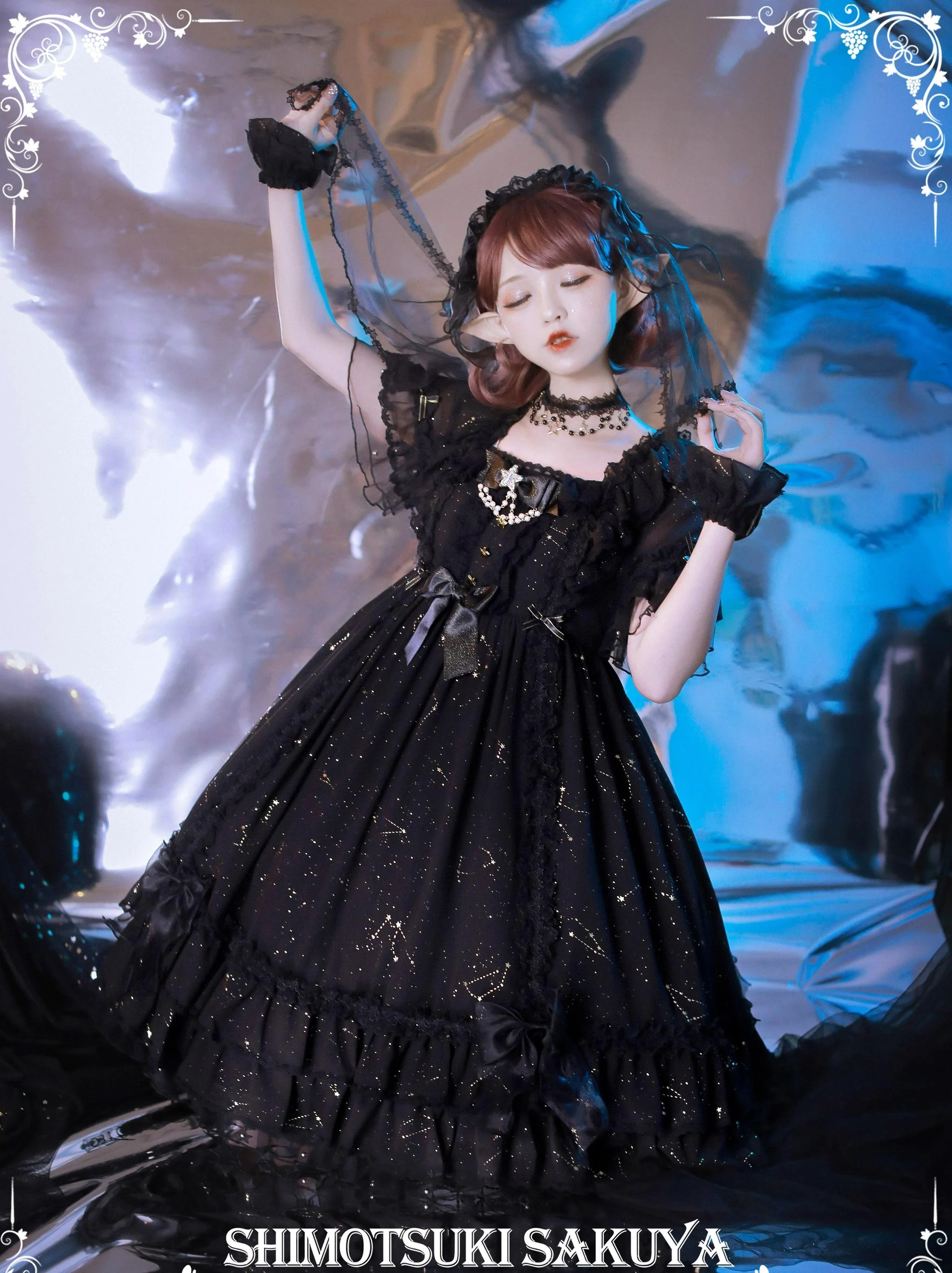 Whisper of Stars - Vintage Lolita Black OP Dress, Constellation-Themed - Image 14