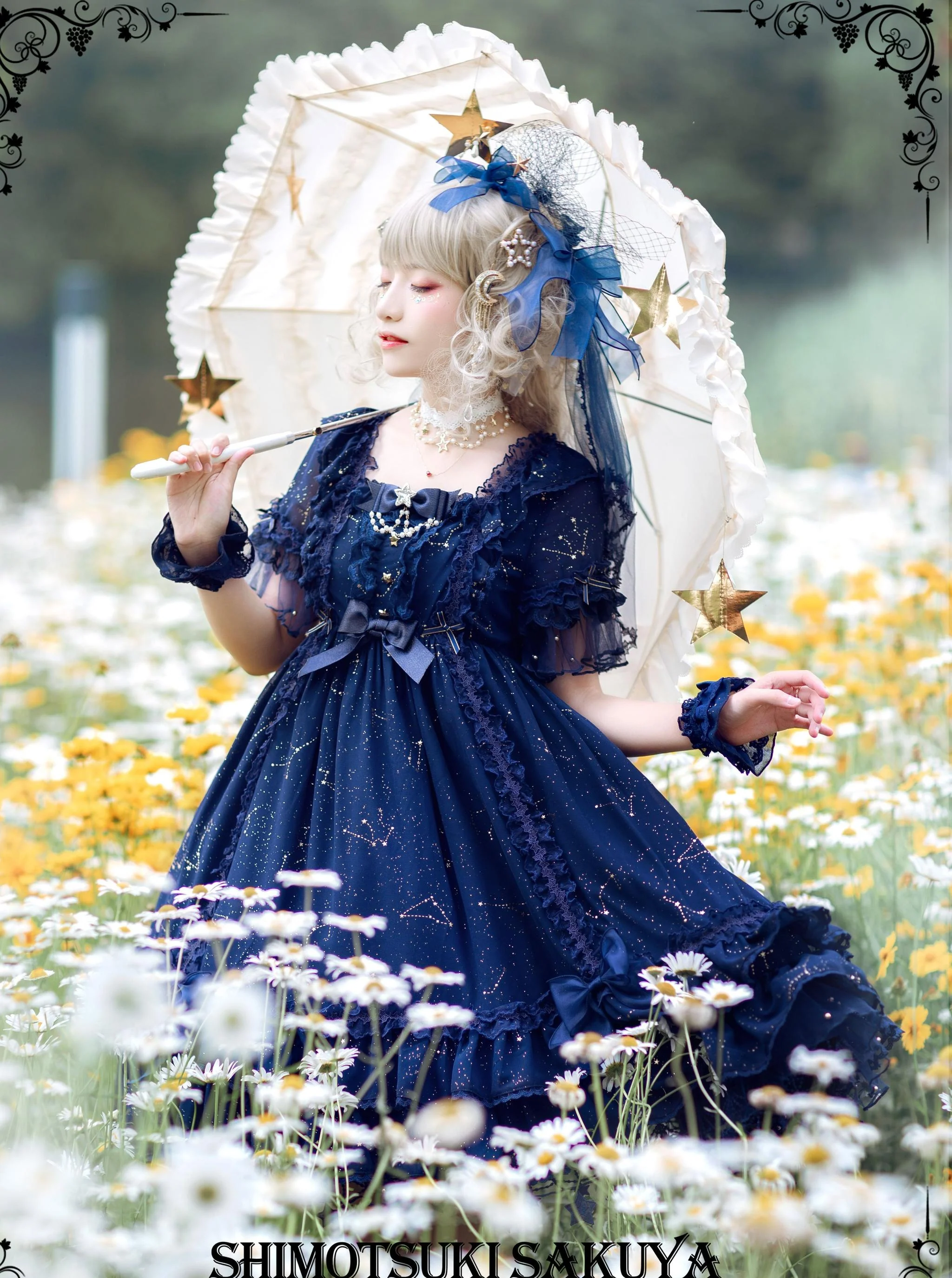 Whisper of Stars - Vintage Lolita Black OP Dress, Constellation-Themed - Image 26