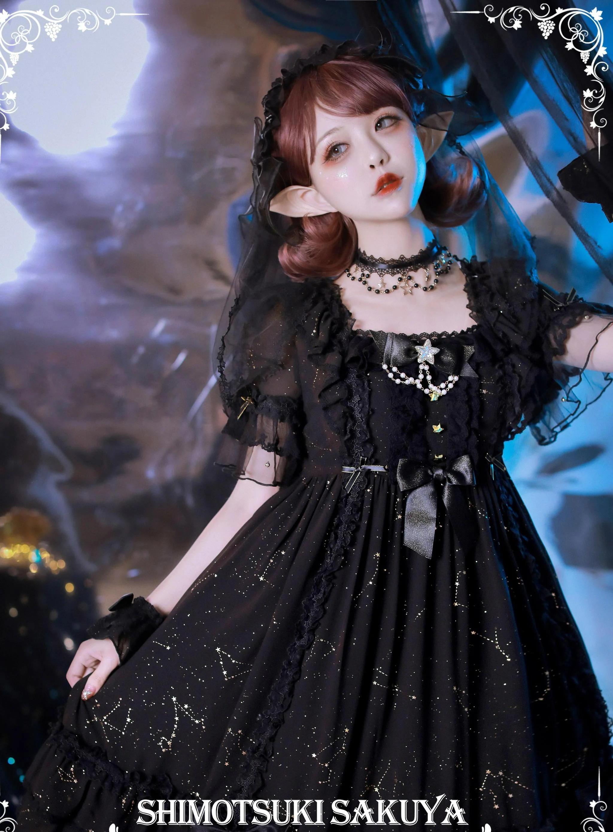 Whisper of Stars - Vintage Lolita Black OP Dress, Constellation-Themed - Image 7