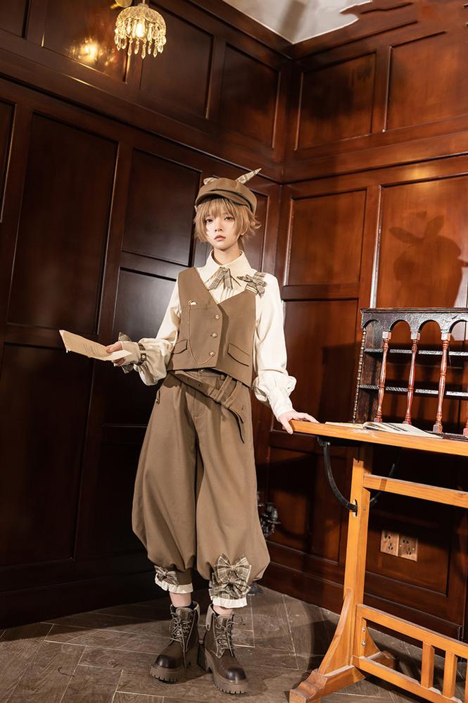 Secret Morning Post - Coffee Retro Ouji Fshion Vest Set - Image 11