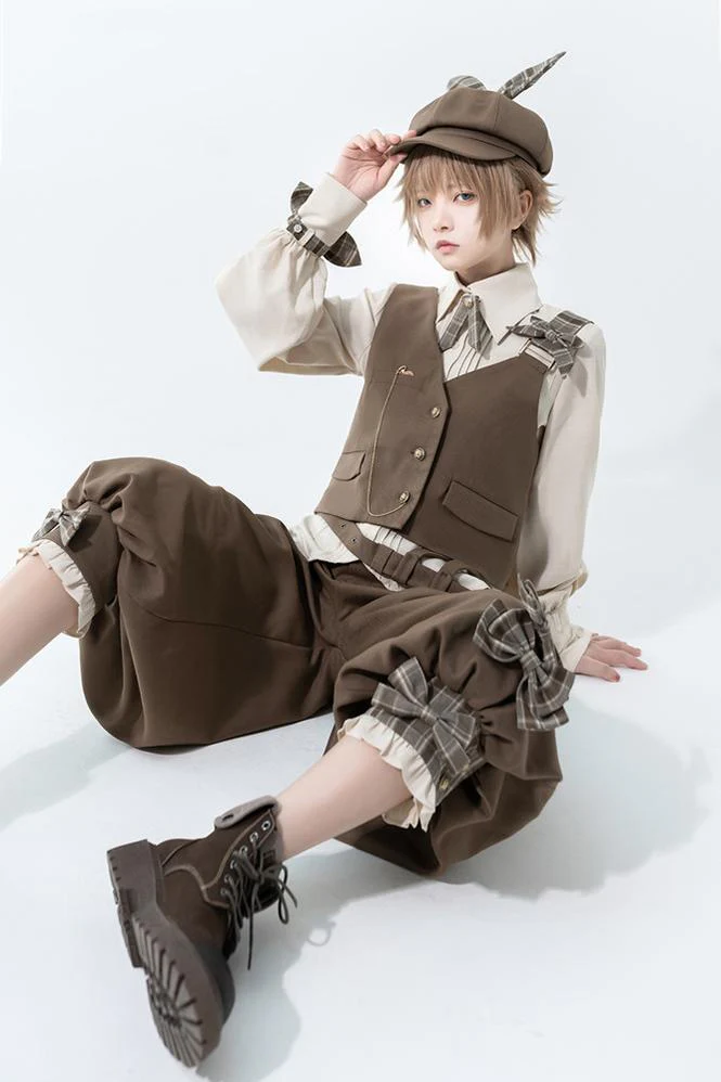 Secret Morning Post - Coffee Retro Ouji Fshion Vest Set - Image 13