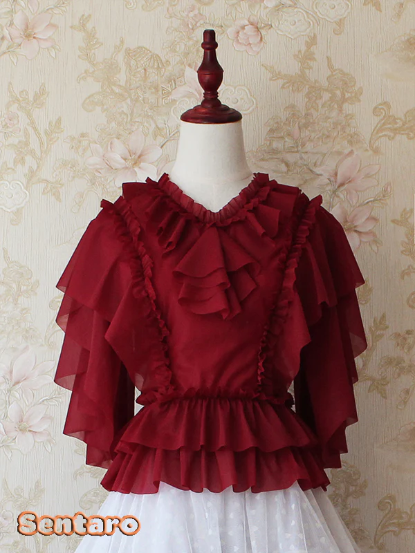 Butter - V Neckline Middle Sleeve Lolita Blouse - Image 5